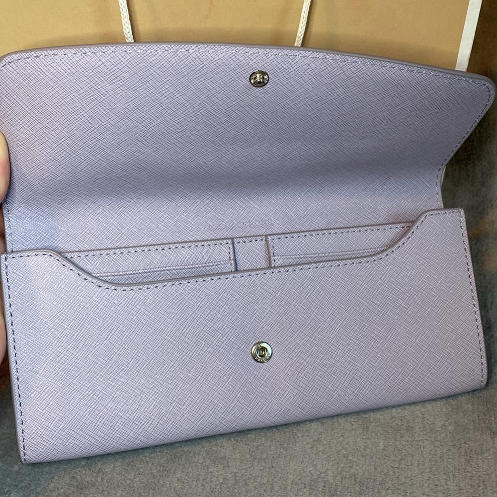 💜MICHAEL KORS💜Juliana Lilac Animal Print Large Flap Wallet/NWOT - Picture 5 of 12